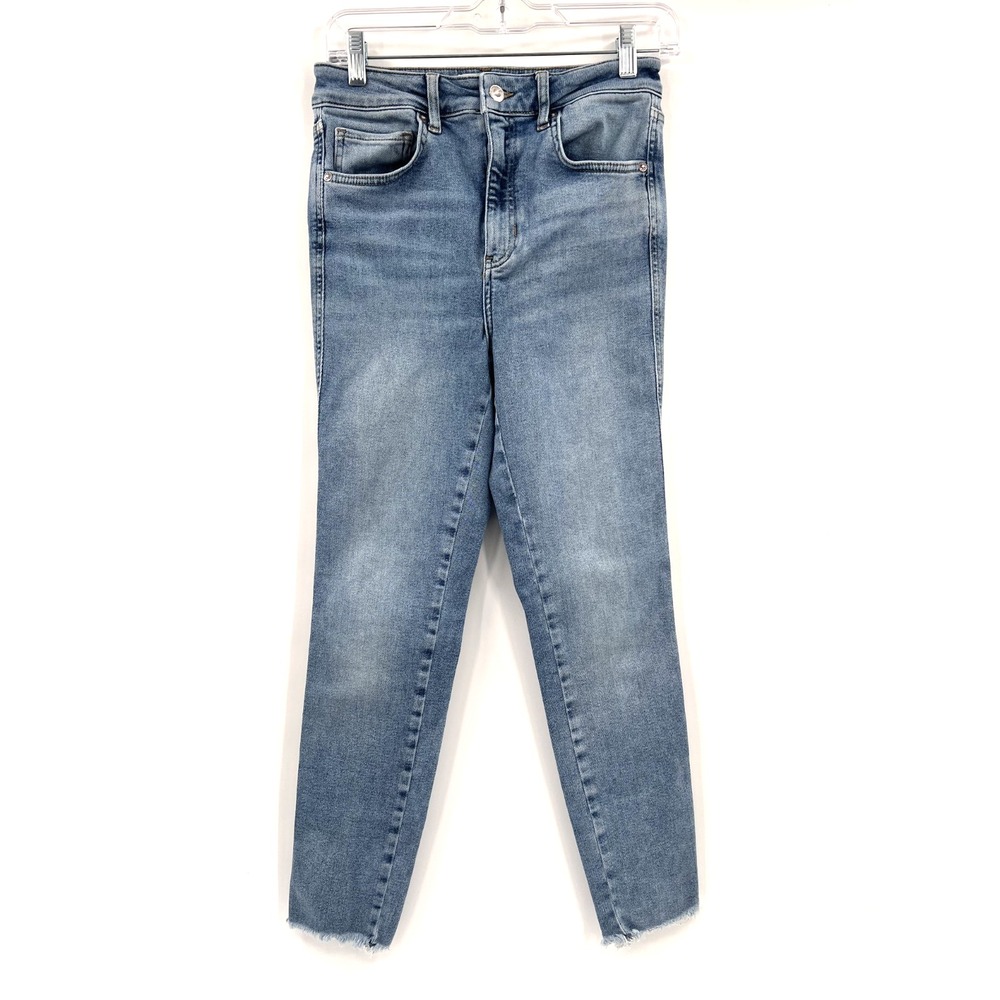 WE THE FREE Women's 30 Medium/Light-Wash Raw Hem High-Rise Skinny Jeans Stretch